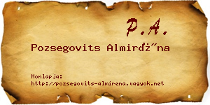 Pozsegovits Almiréna névjegykártya